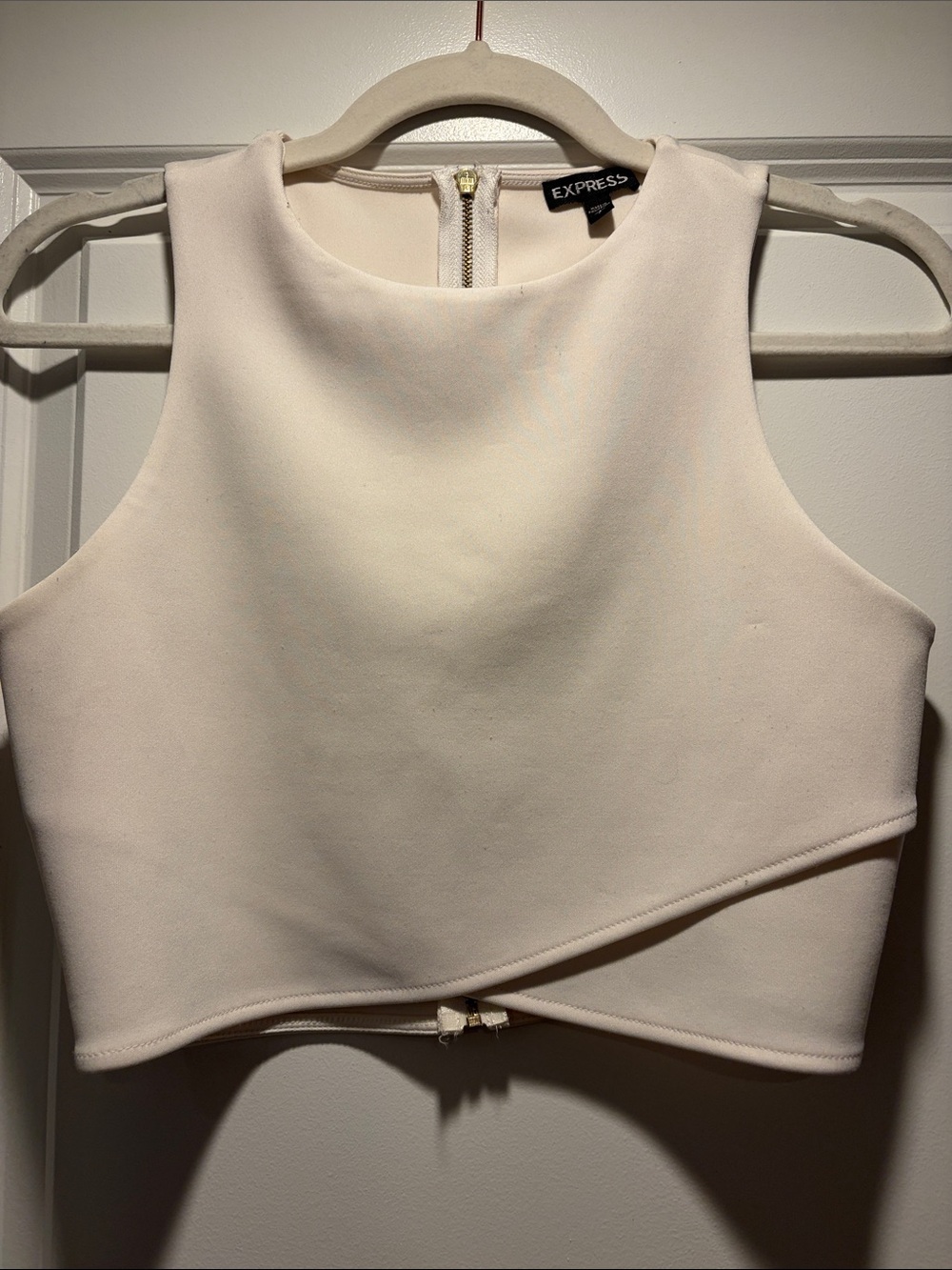 Express Women's Cream Asymmetrical Crop Top